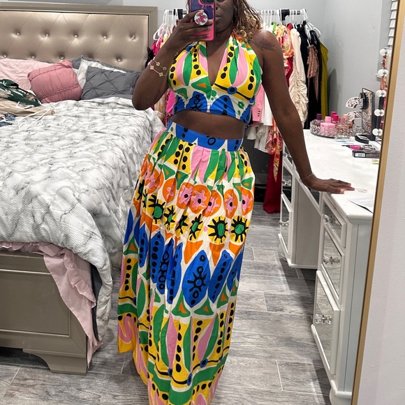 Zara Printed Matching Maxi Skirt & Crop Top - Picture 4 of 13